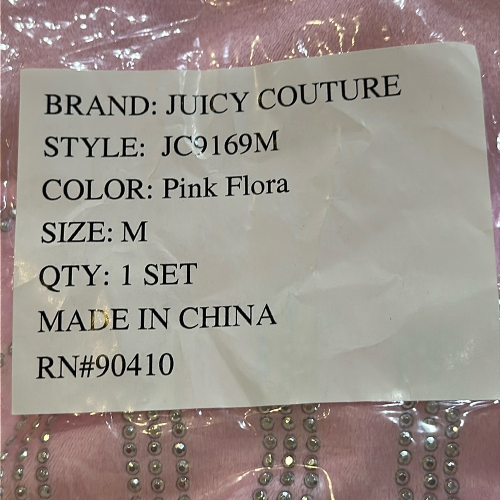 NWT JUICY COUTURE 2pc Velvet Lounge Set With Rhinestone Details in Pink Floral - Picture 8 of 8